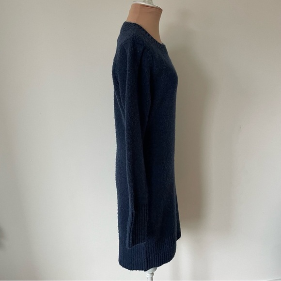 Sundry Puffsleeve Blue Wool Blend Long Sleeve Crewneck Sweater Dress NWT Sz 1/S - Picture 7 of 12